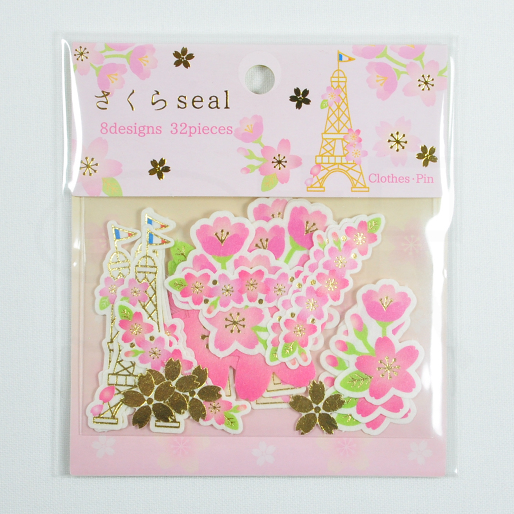 Clothes Pin Flake Seal Sticker Sakura Series