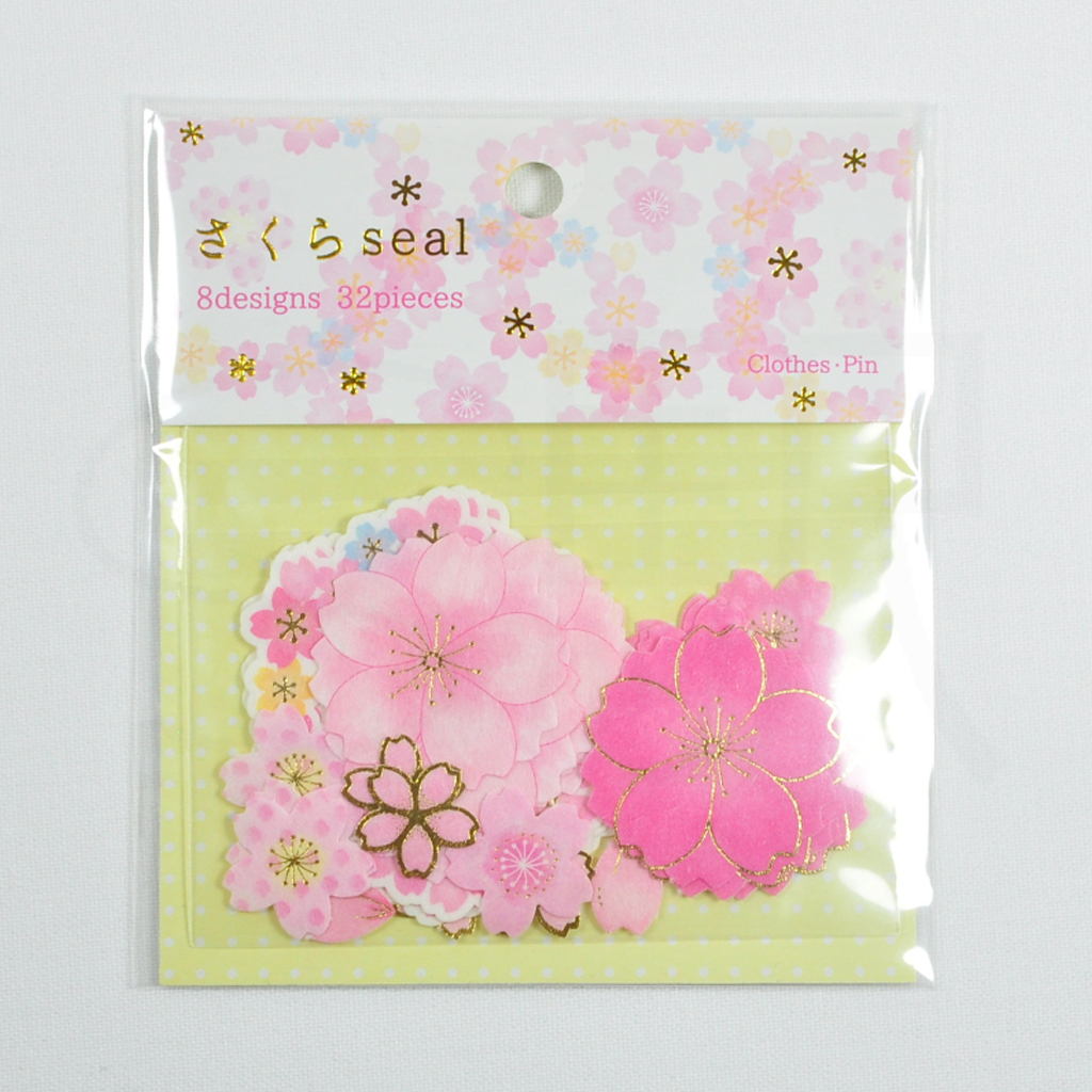 Clothes Pin Flake Seal Sticker Sakura Series