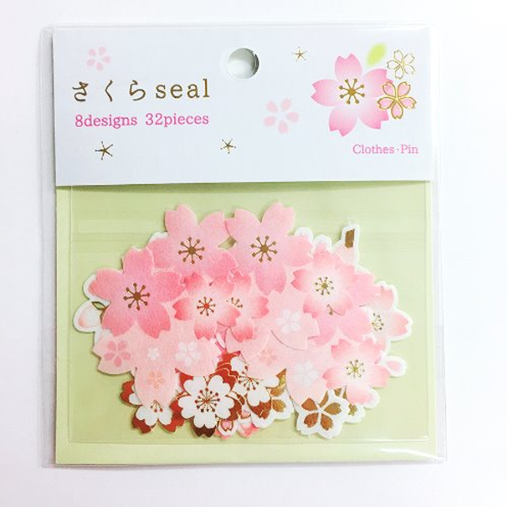 Clothes Pin Flake Seal Sticker Sakura Series