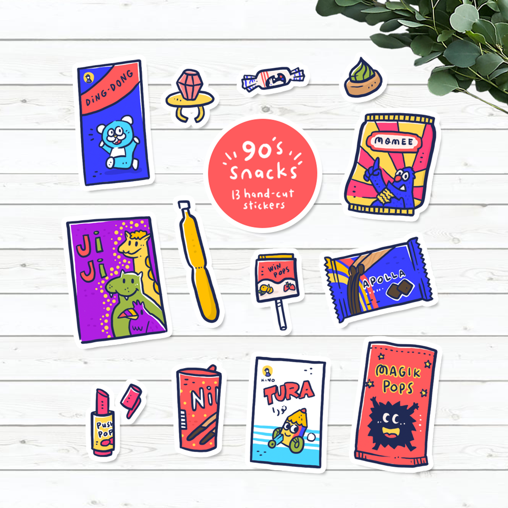 Azreenchan Hand-cut Stickers 90&#39;s Snack