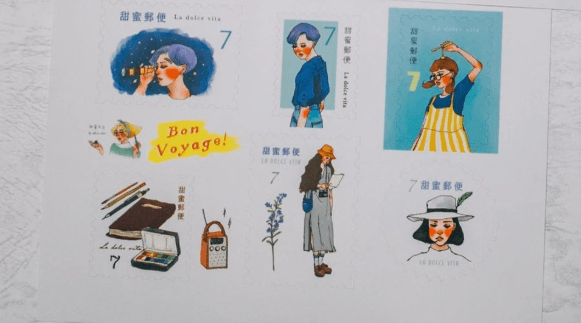 La Dolce Vita Bon Voyage Postage Stamp Style 3