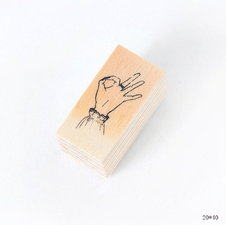 Mo. Card Rubber Stamp Vintage Fingertip
