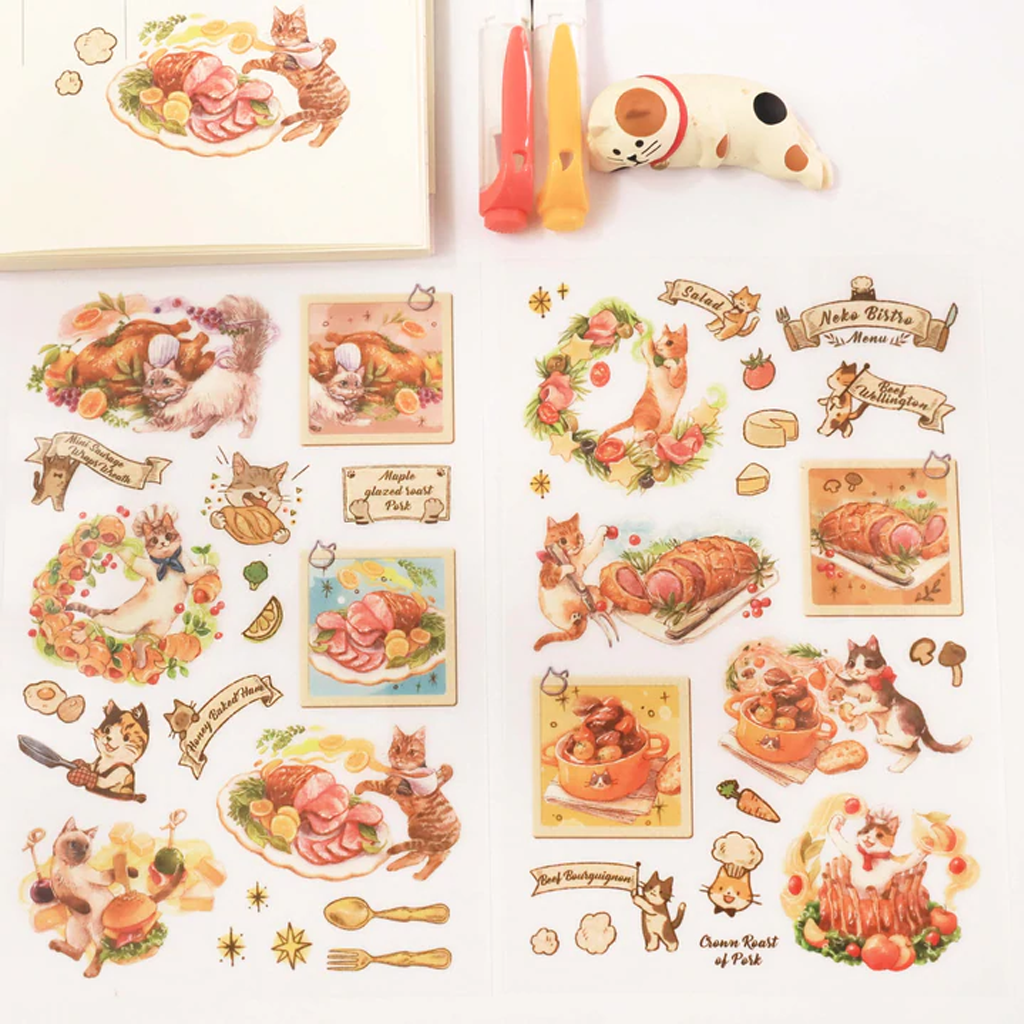 Maruco Art Print On Sticker Cat&#39;s Bistro