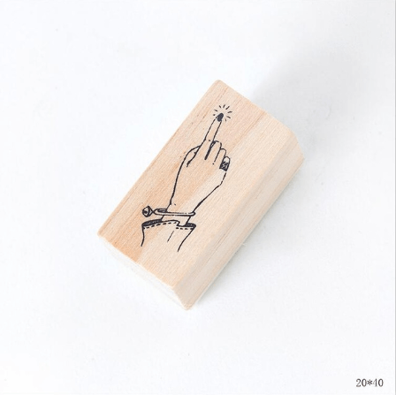 Mo. Card Rubber Stamp Vintage Fingertip