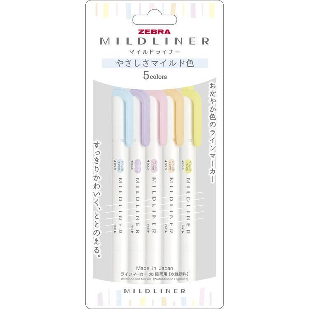 Mildliner Fluorescent Pen Gentleness Mild 5-Color Set