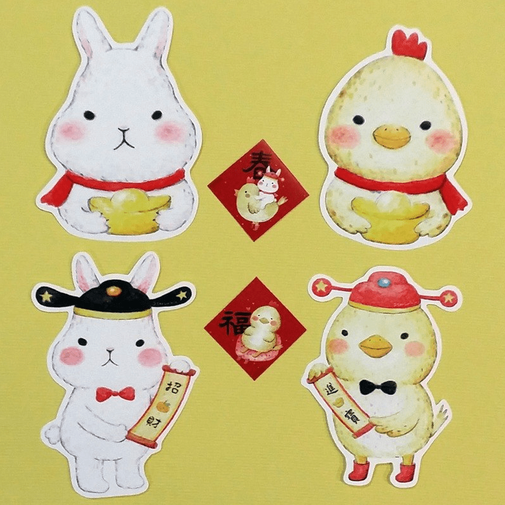Starlulu Flake Sticker Fufu Rabbit And Chicken Fortune Group