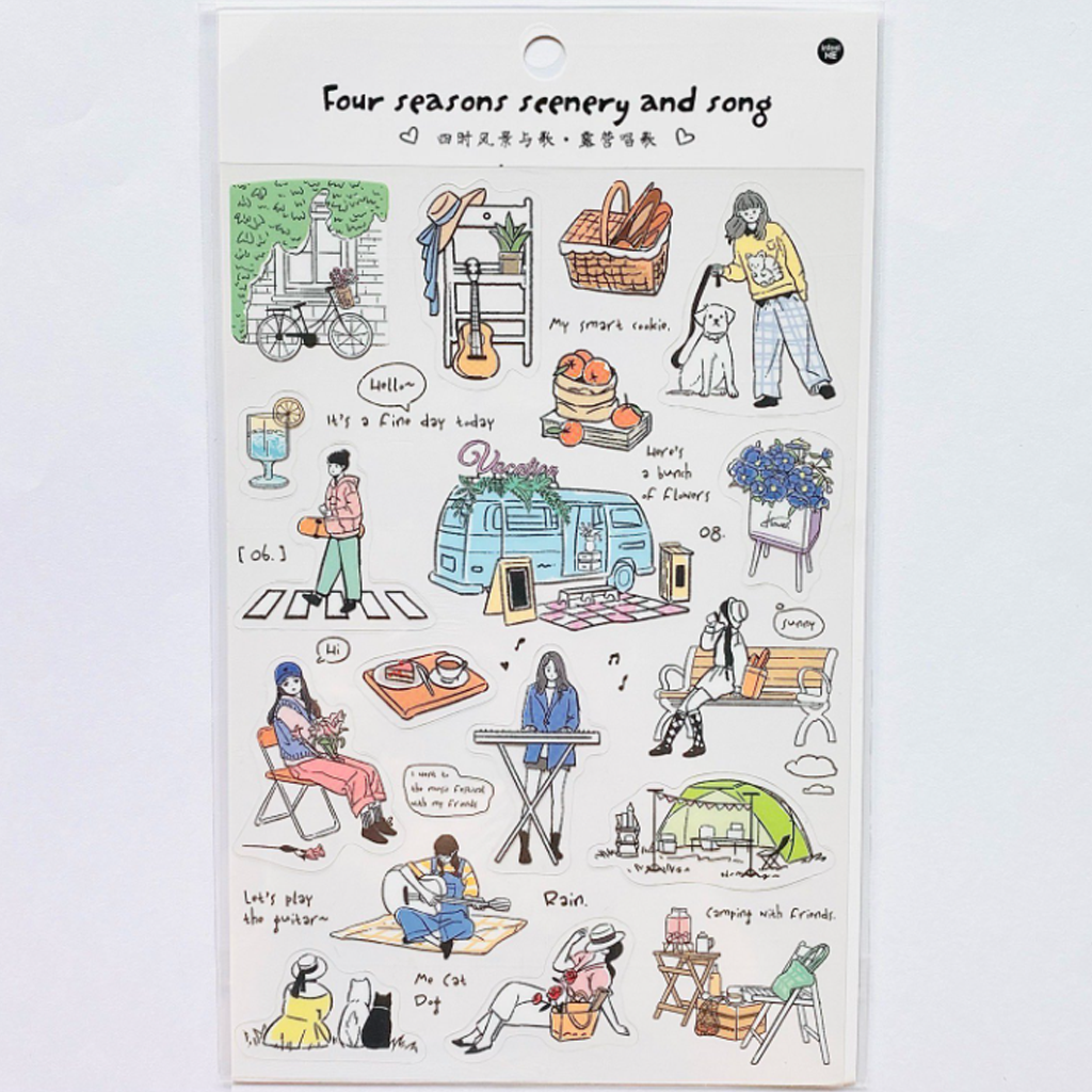 Infeel.me PET Deco Stickers Four Seasons Scenery And Song