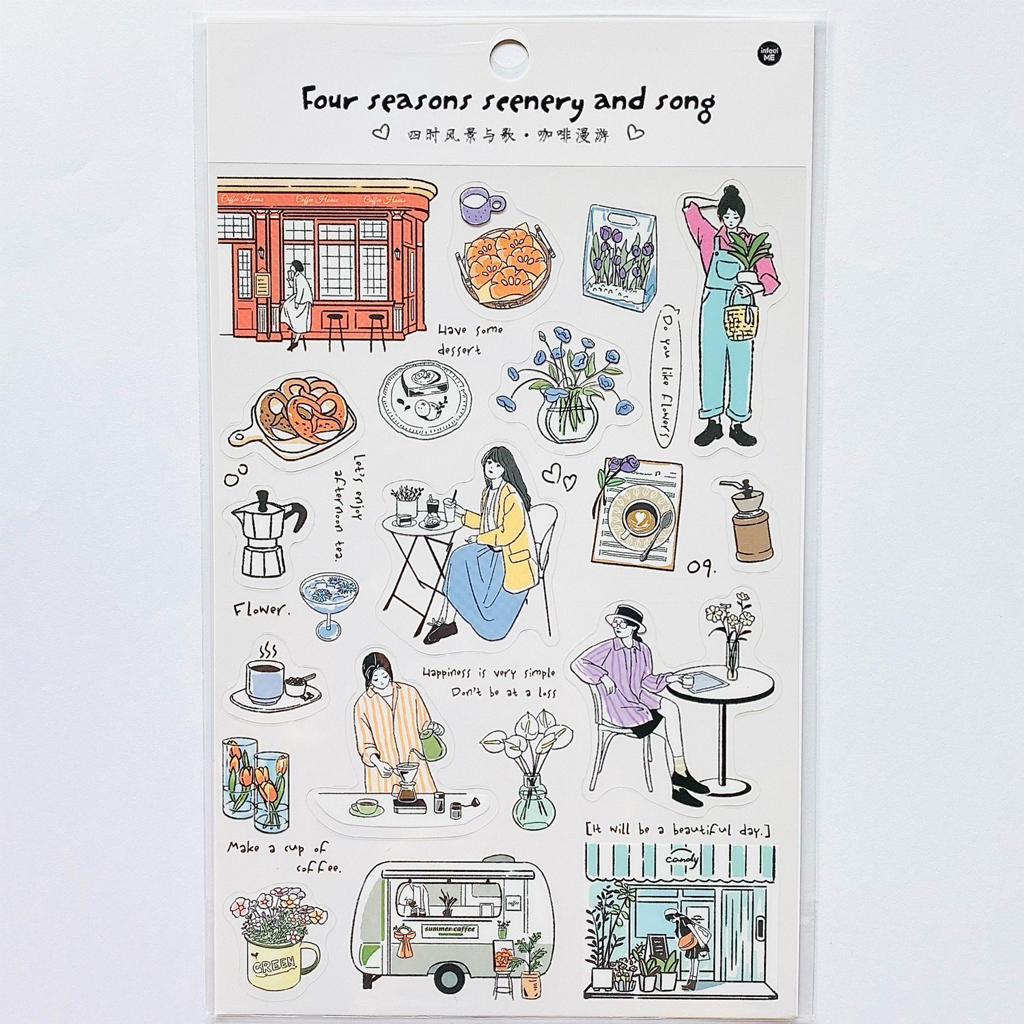 Infeel.me PET Deco Stickers Four Seasons Scenery And Song