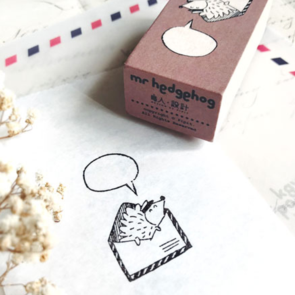 Kawaii Postman Rubber Stamp - Hedgehog
