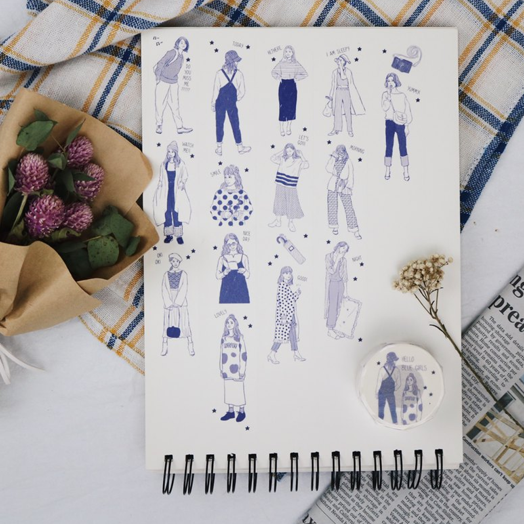 BonBon Sticker Hello Blue Girls Washi Sampler