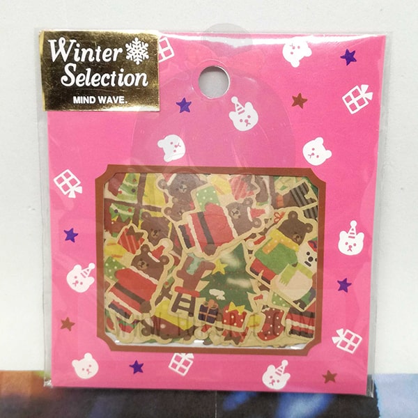 Winter Selection Mind Wave Flake Sticker - Bear Santa