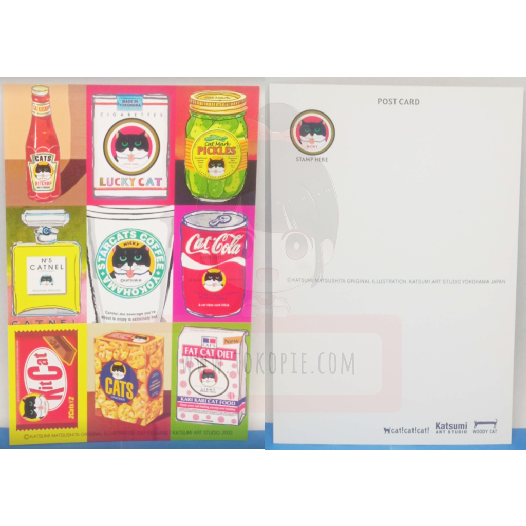 Katsumi Art Studio Cat Pattern Postcard