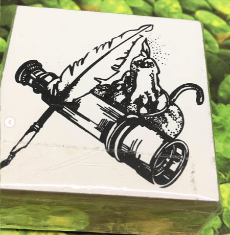 Rubber Stamp Quill Pen With Candle