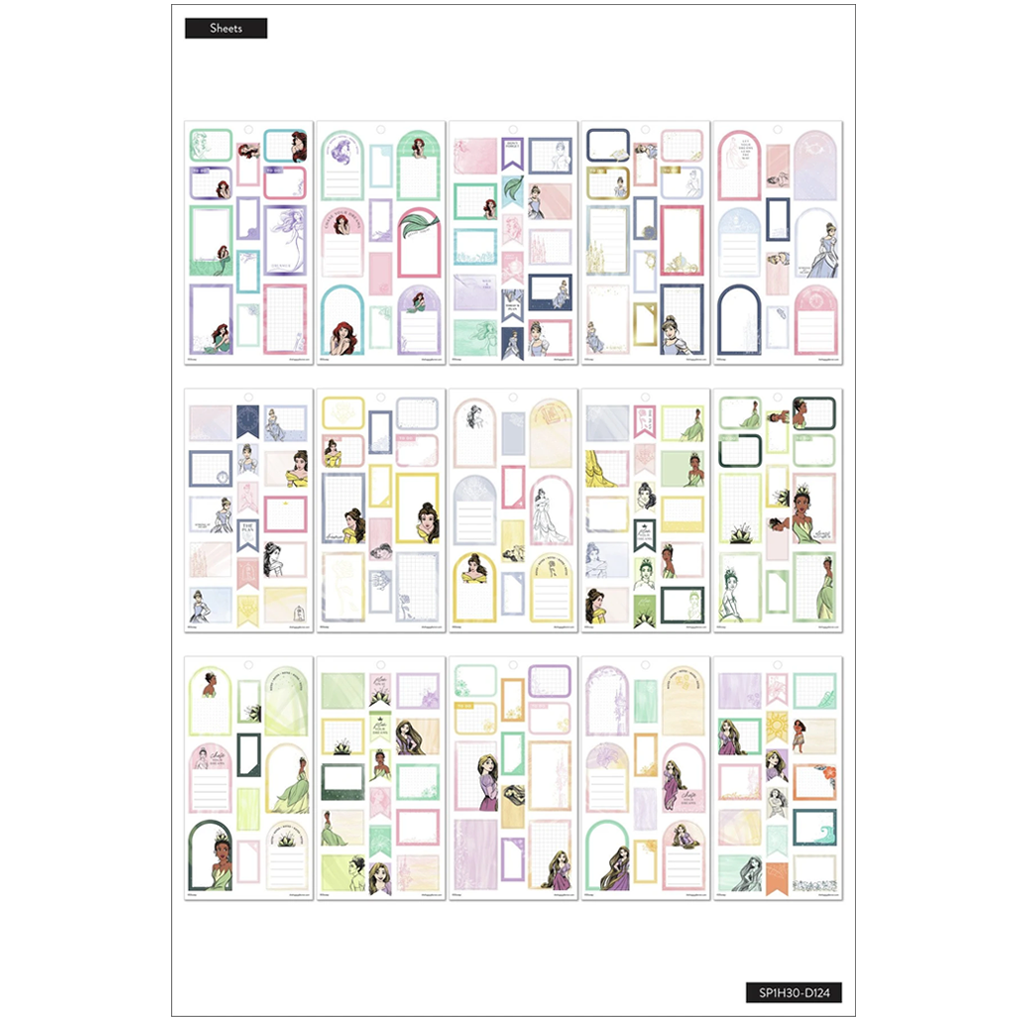 The Happy Planner Disney Princess Value Pack Stickers - Strong At Heart Colorful Boxes