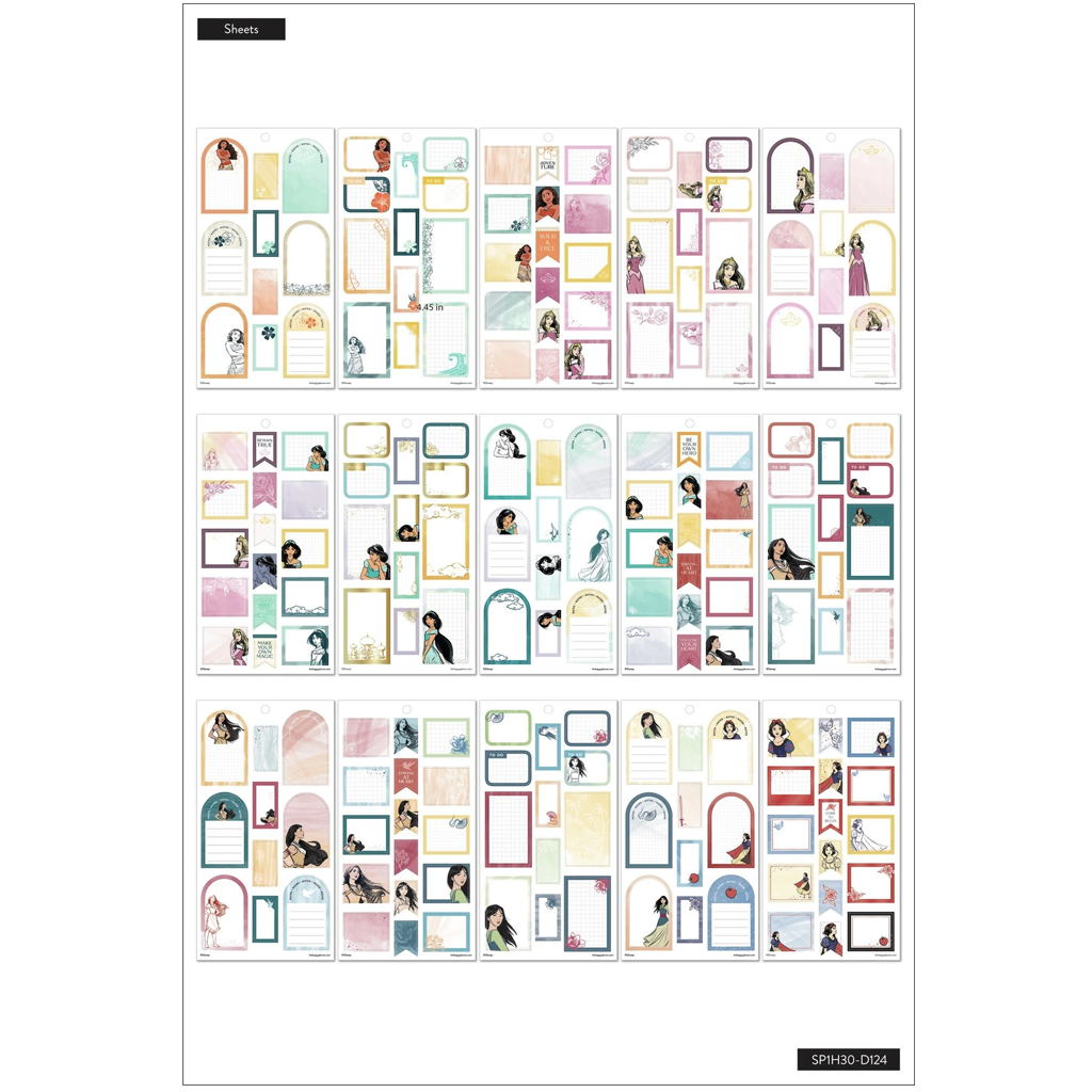 The Happy Planner Disney Princess Value Pack Stickers - Strong At Heart Colorful Boxes