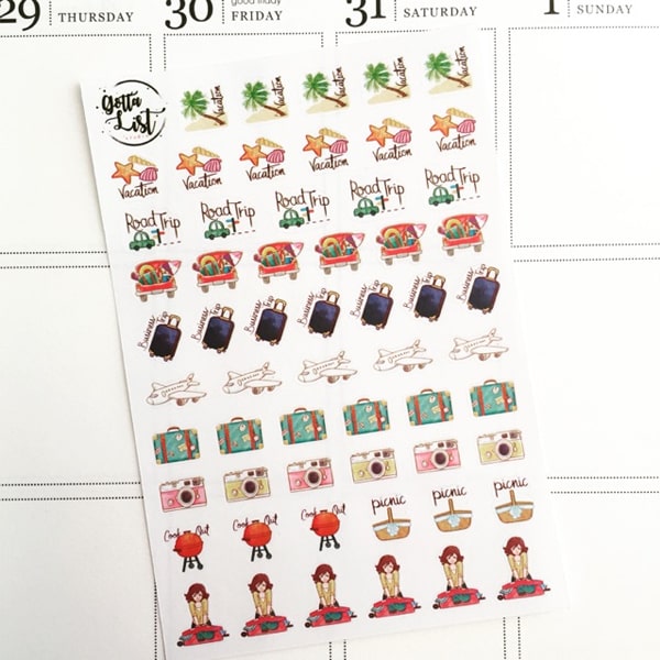 GottaList Sticker Planner Travel and Leisure