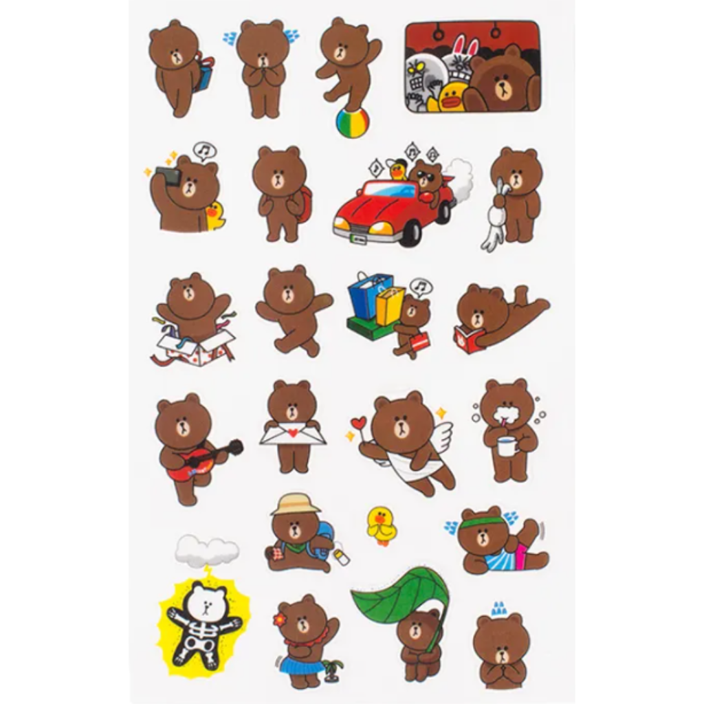LINE Friends Character Sticker Brown