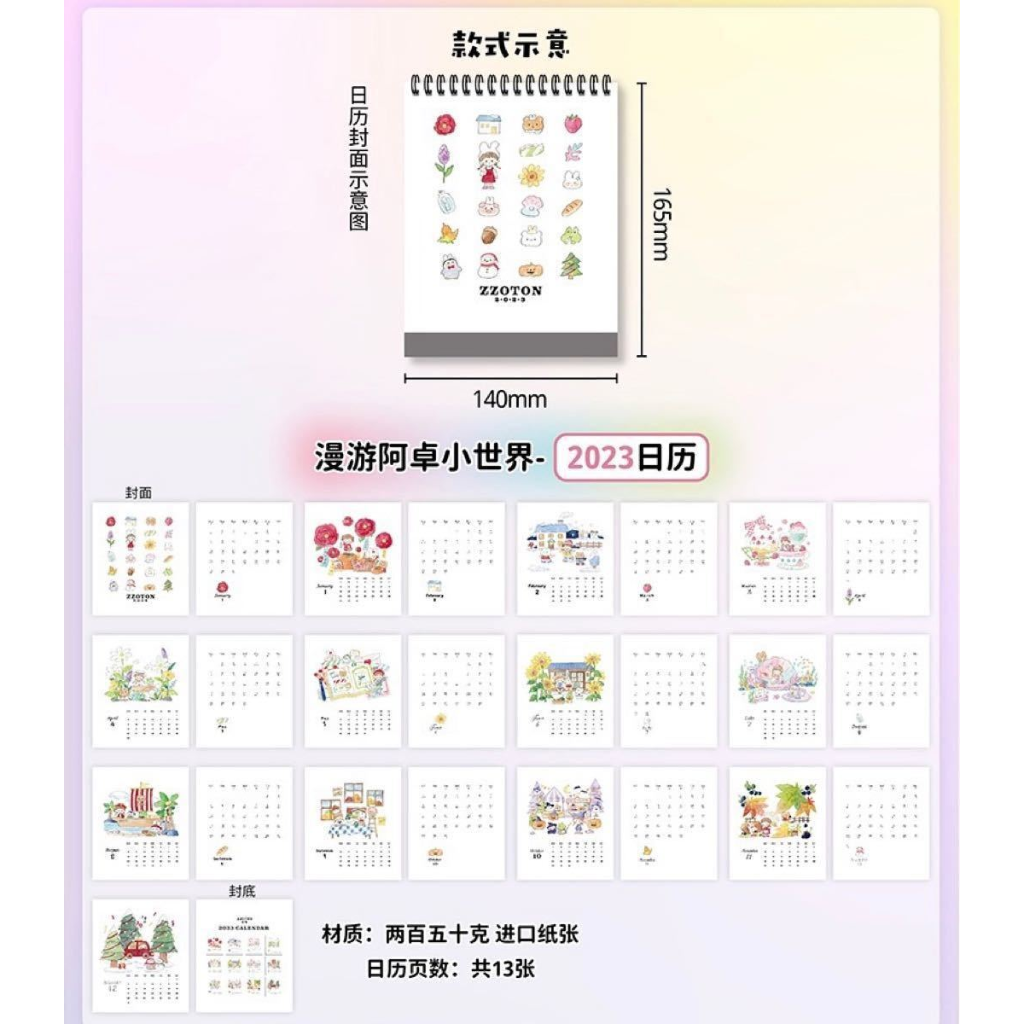 Zzoton Molinta 2023 Desk Calendar