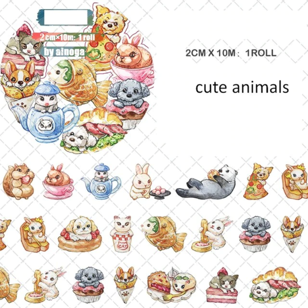 Washi Tape Lucky - Cute Snacks Animal