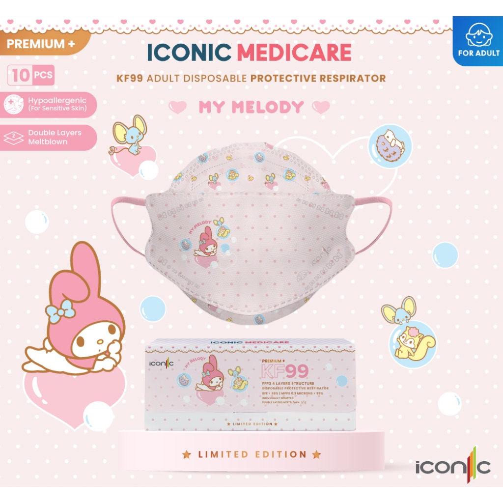 Sanrio Series Iconic Medicare 4 Ply KF99 Protective Respirator - Korean Medical Face Mask (10pcs)