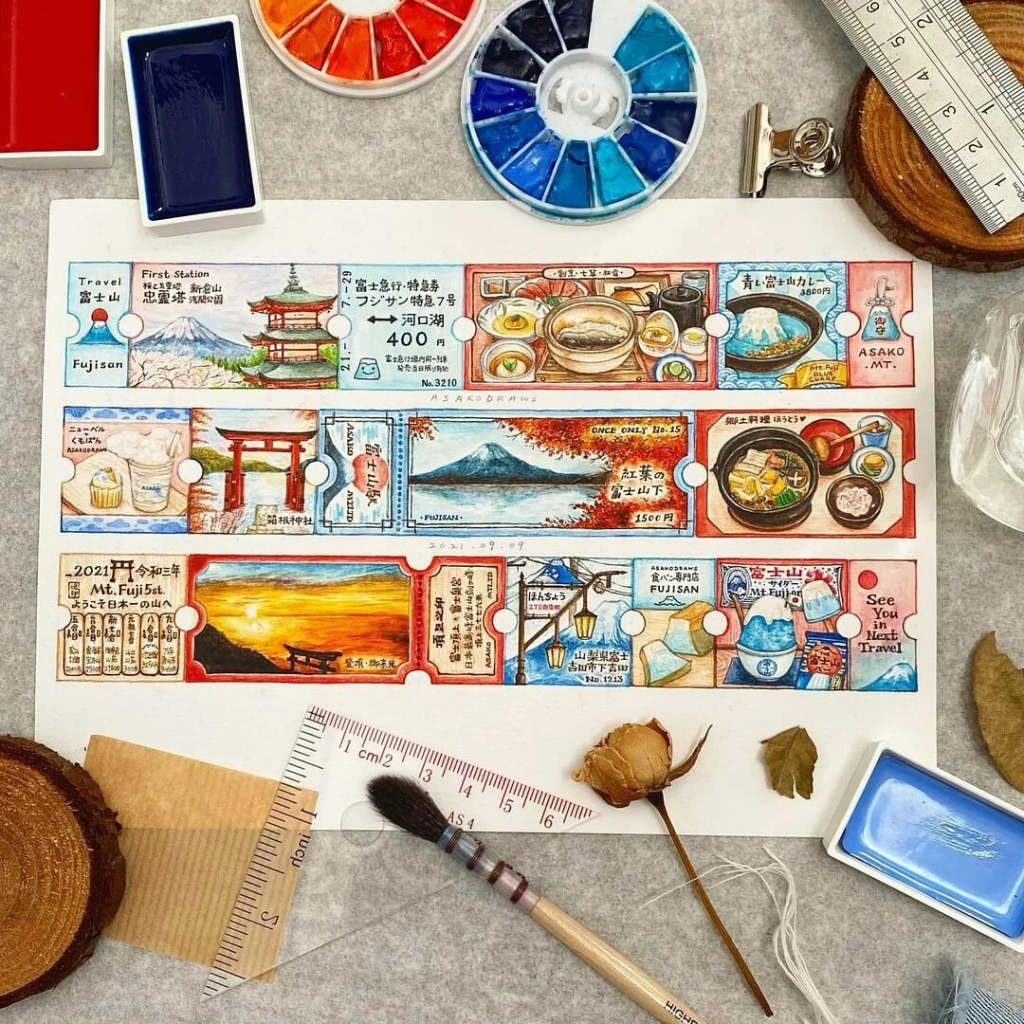Asako&#39;s Illustration The Tickets Of Circus Show Washi Sampler