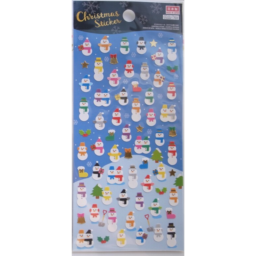 Christmas Sticker Colorful Snowman
