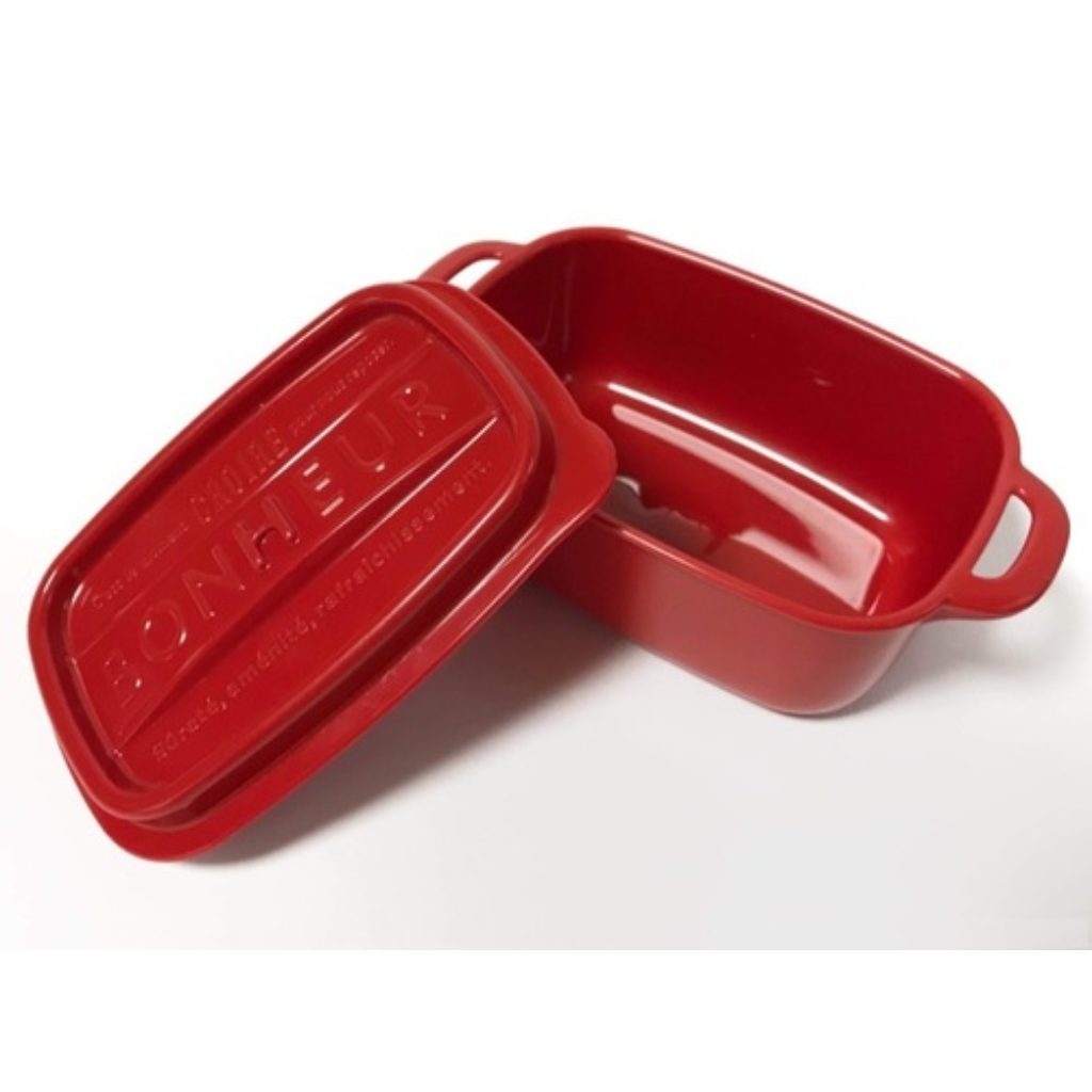 Bonheur Lunch Square 440ml Cream Red