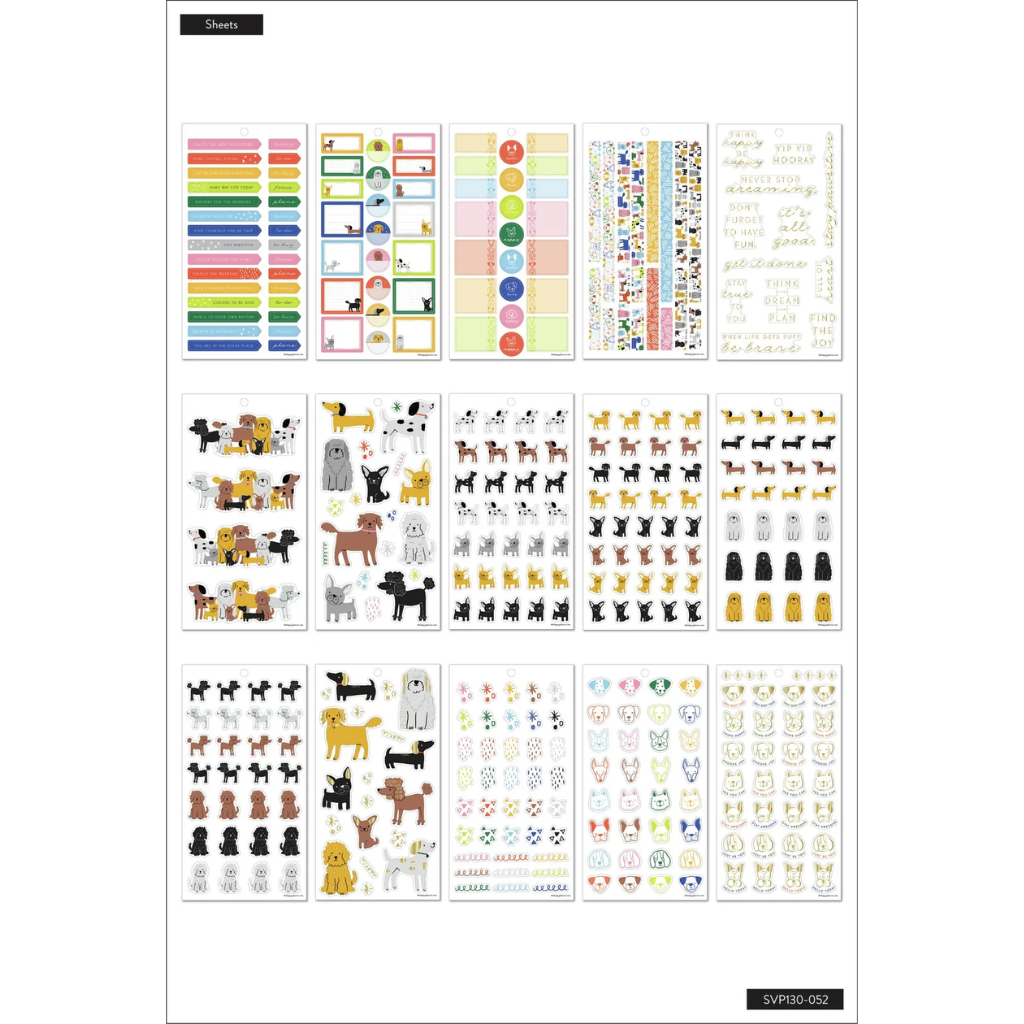 The Happy Planner Value Pack Stickers - Colorful Dogs