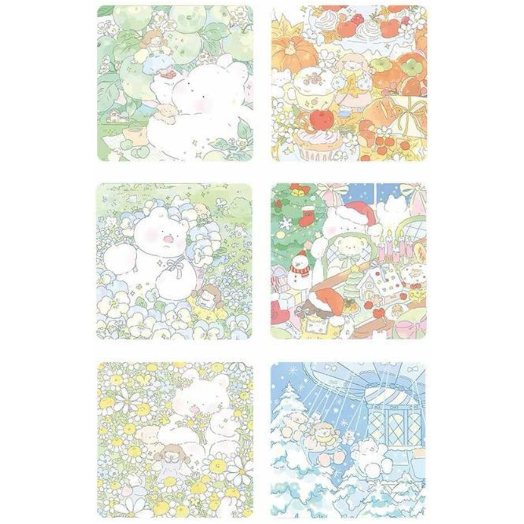 White Bear With Girl Winter Joy Sealing Sticker Sampler