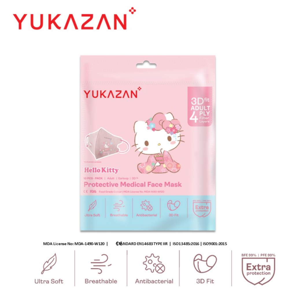 Yukazan 4ply 3D Protective Medical Face Mask Hello Kitty Kimono