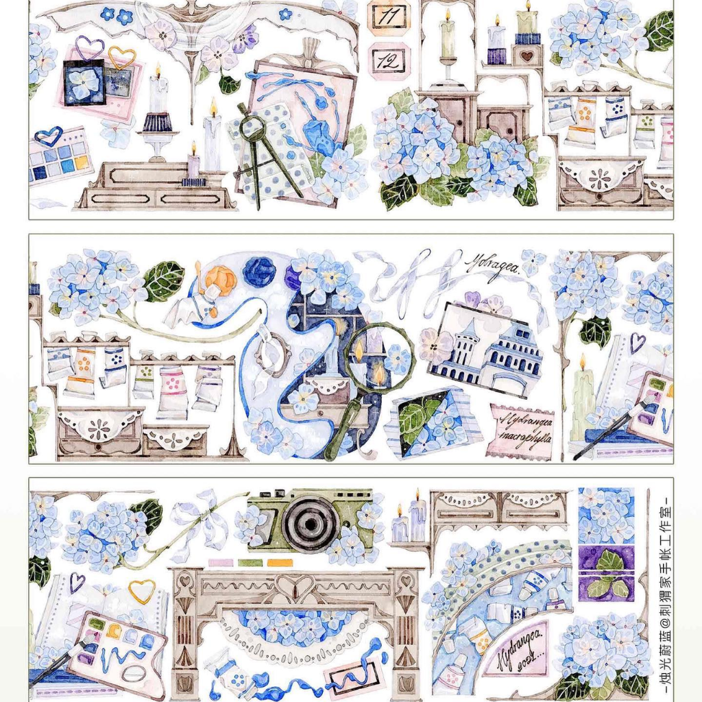 Blue Hydrangea 100cm PET Sampler