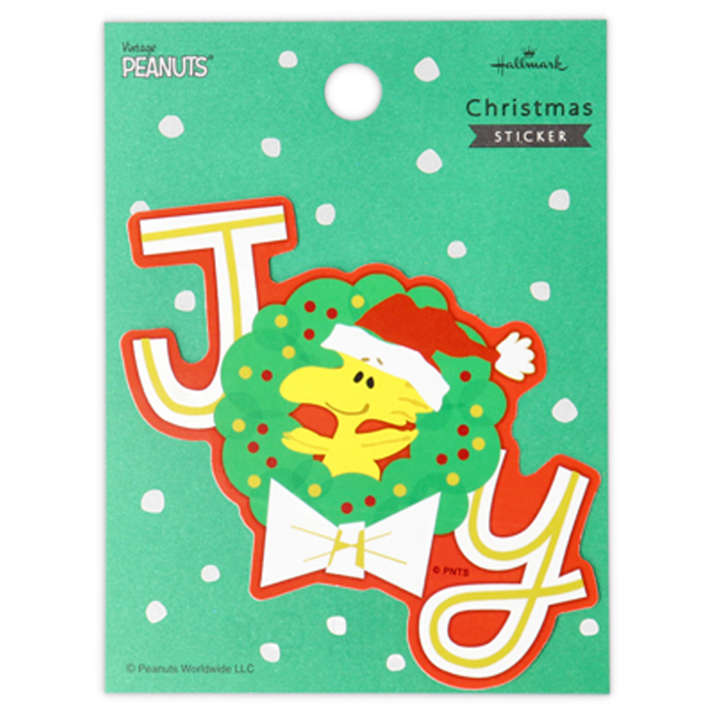 Hallmark Peanuts Snoopy Christmas Sticker (Woodstock Wreath)