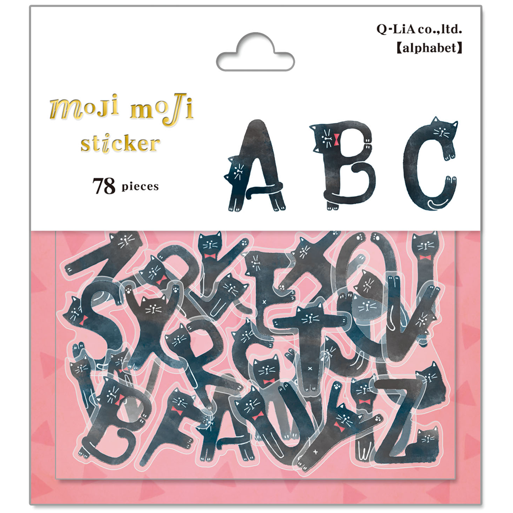 Q-Lia Moji Moji Flake Sticker Cat Alphabet