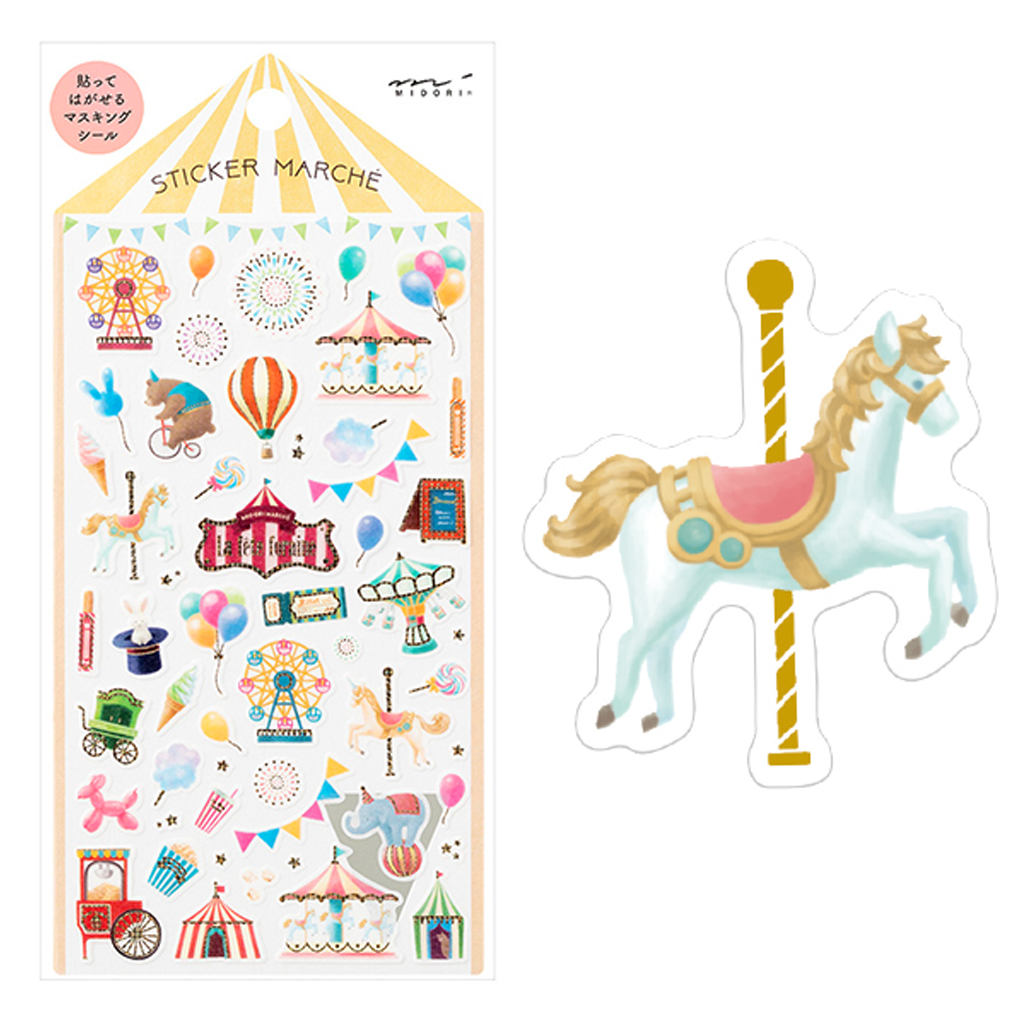 Midori Marche Masking Sticker Amusement Park Pattern