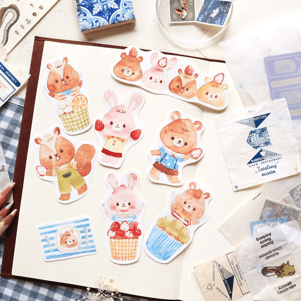 Flake Sticker Meow Meow Star - Rice Ball Animal