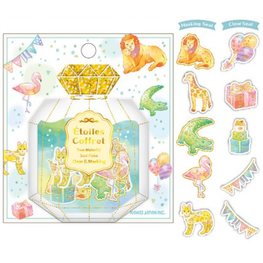 Kamio Japan Flake Sticker Etoiles Coffret Animal &amp; Party