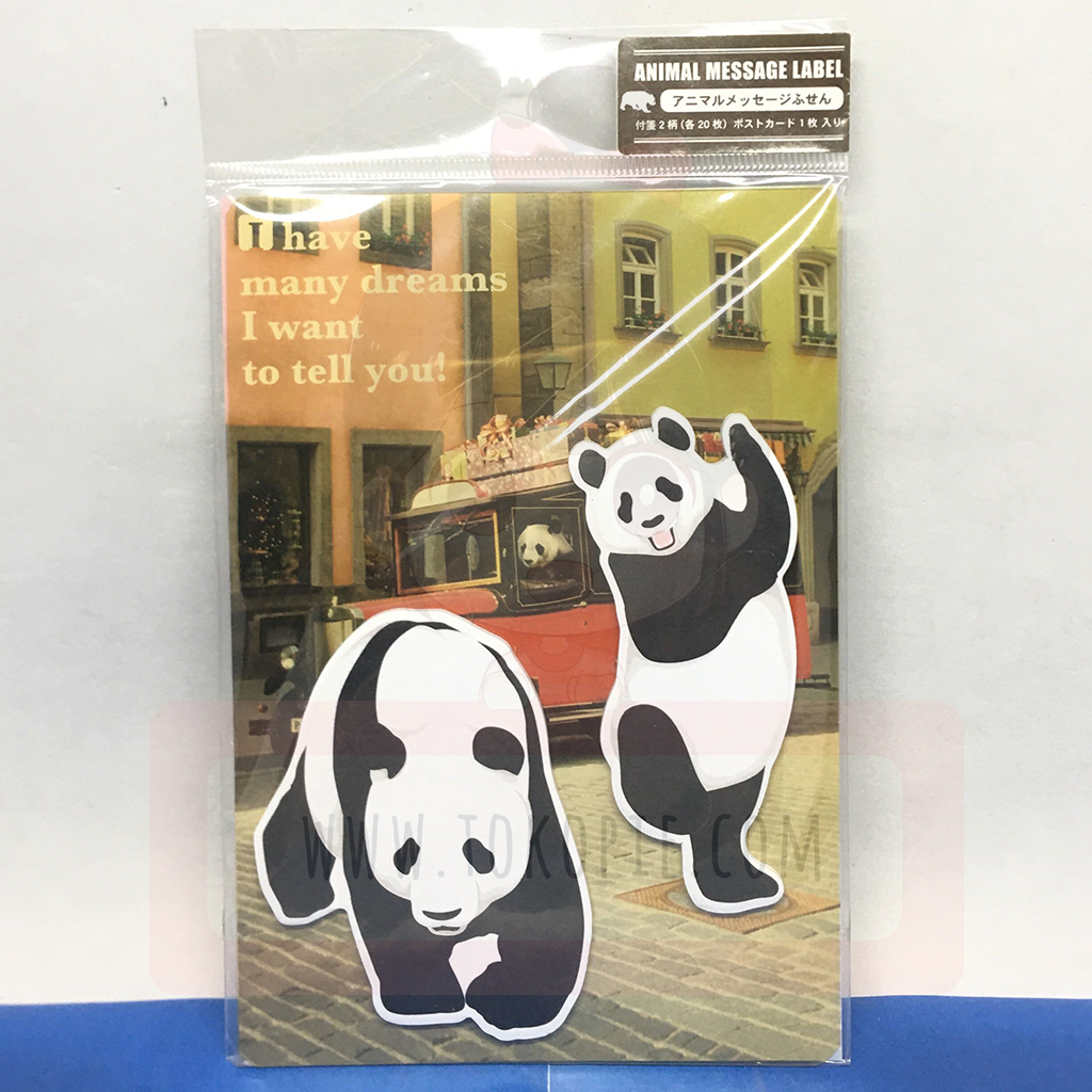 Kamio Japan Animal Message Label Sticky Note Panda