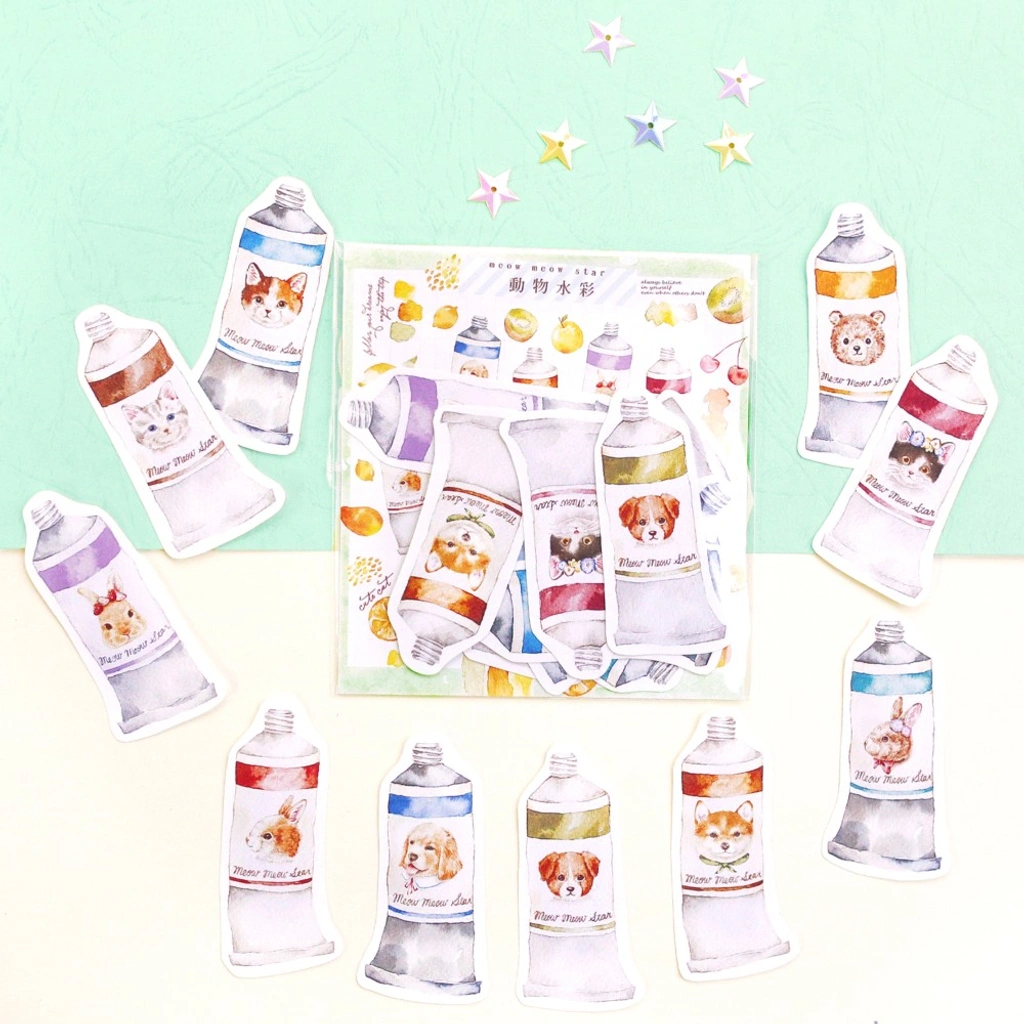 Flake Sticker Meow Meow Star - Animal Watercolor