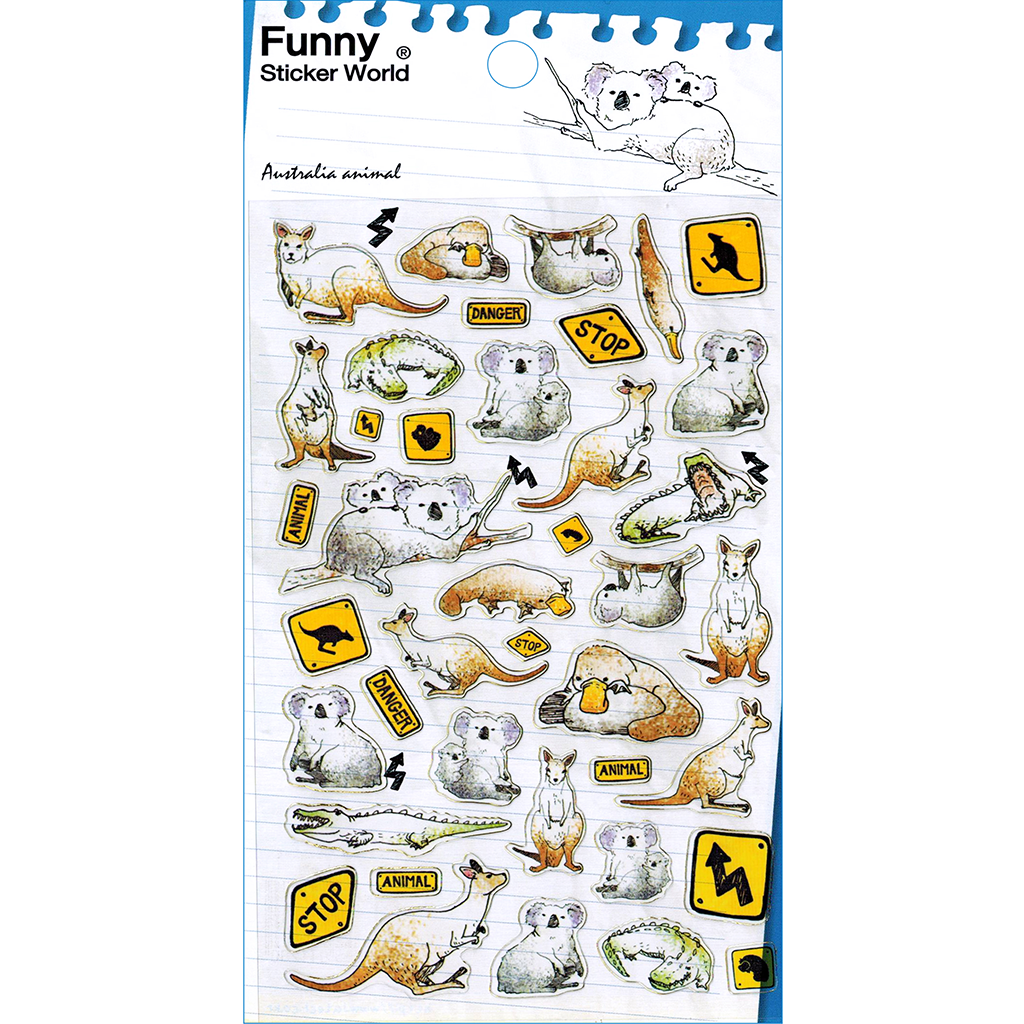 Funny Sticker World Sticker - Australia Animal