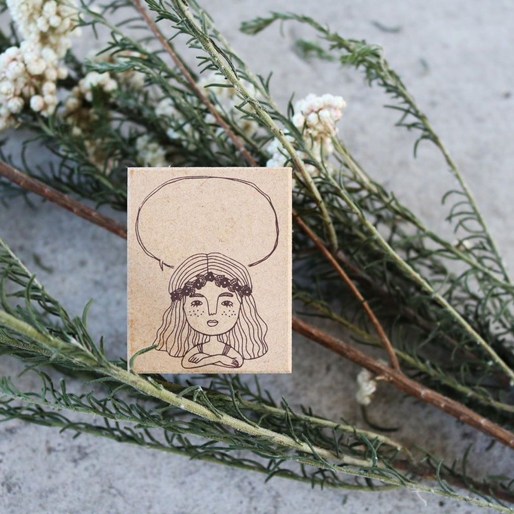 Bon Bon Stickers Rubber Stamp - Girl&#39;s Dialogue Balloon