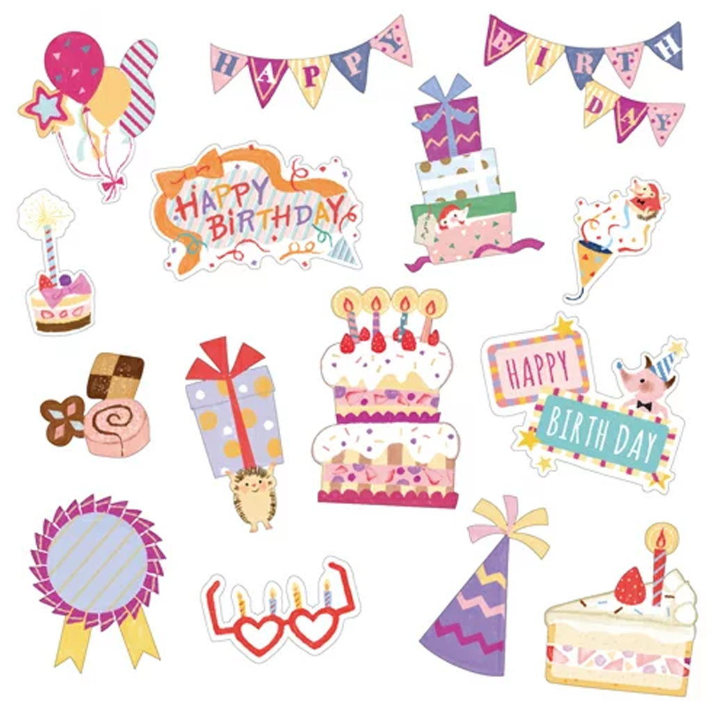 Z &amp; K Flake Seal Deco Sticker Happy Birthday