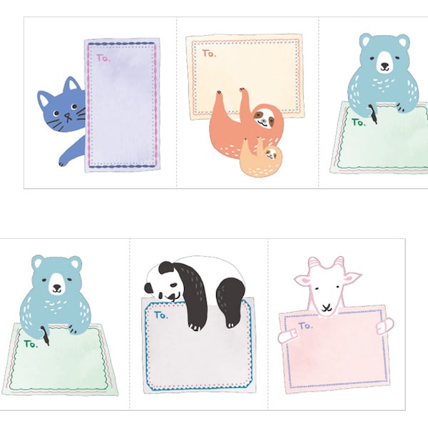 Midori Roll Sticker Animal Message Pattern