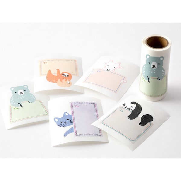 Midori Roll Sticker Animal Message Pattern