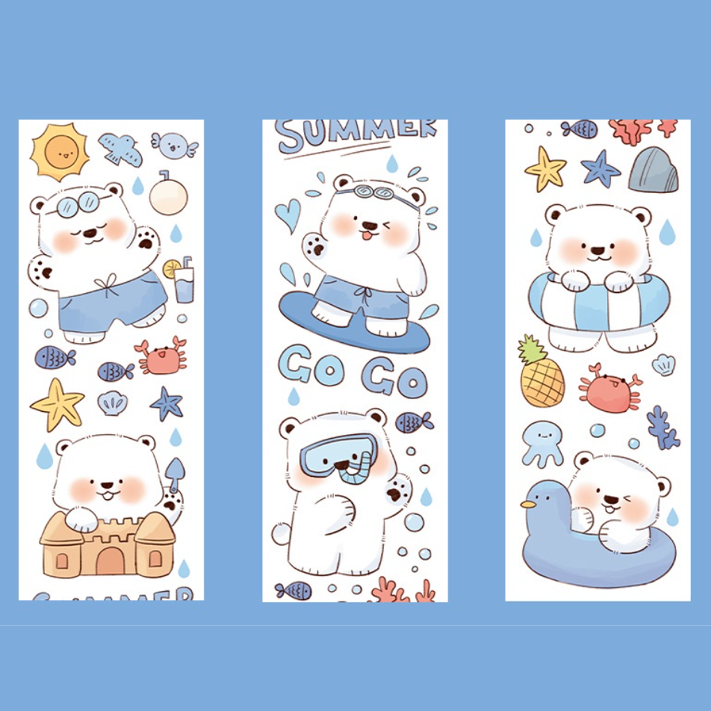 The Snow World Kawaii Cute White Bear Washi Sampler