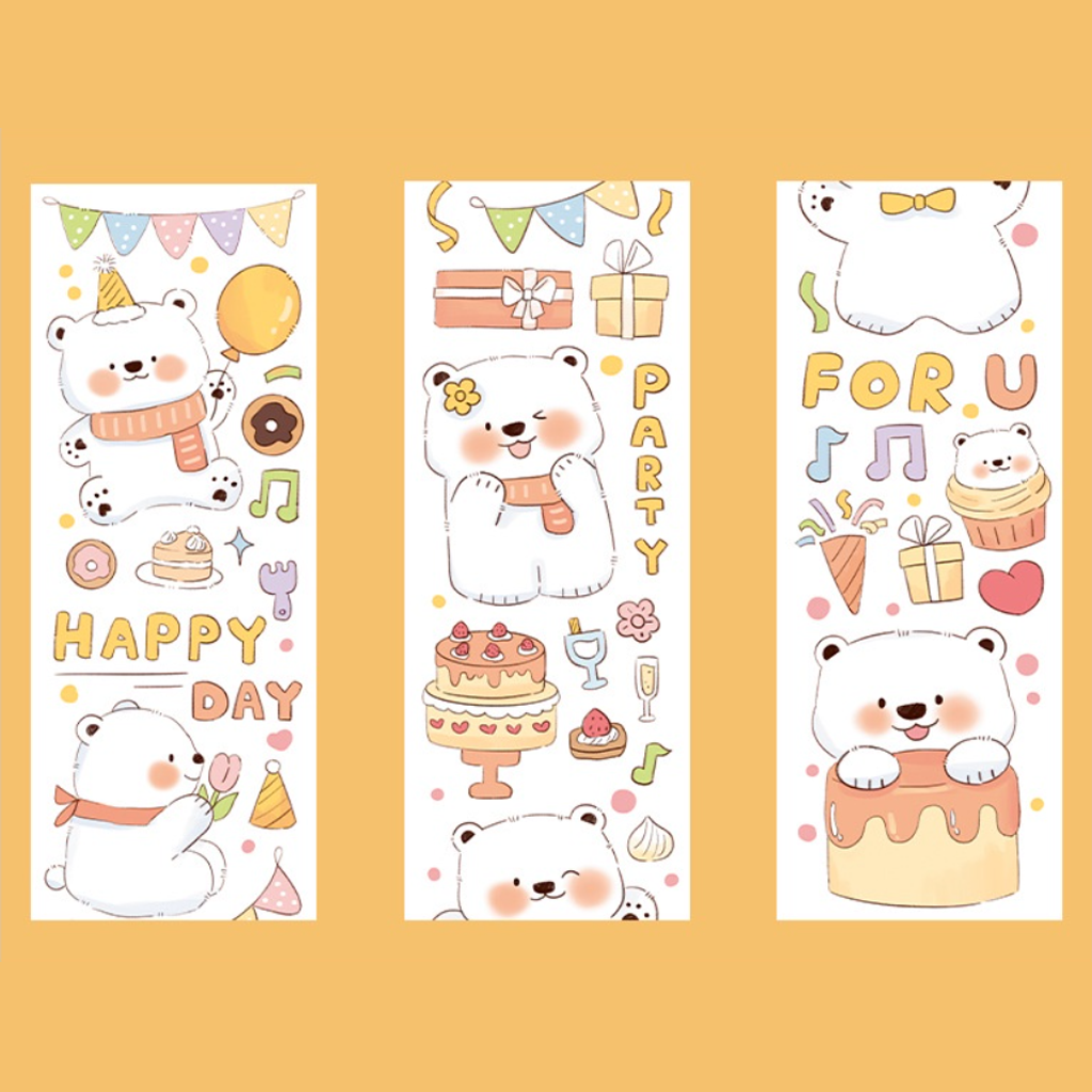 The Snow World Kawaii Cute White Bear Washi Sampler