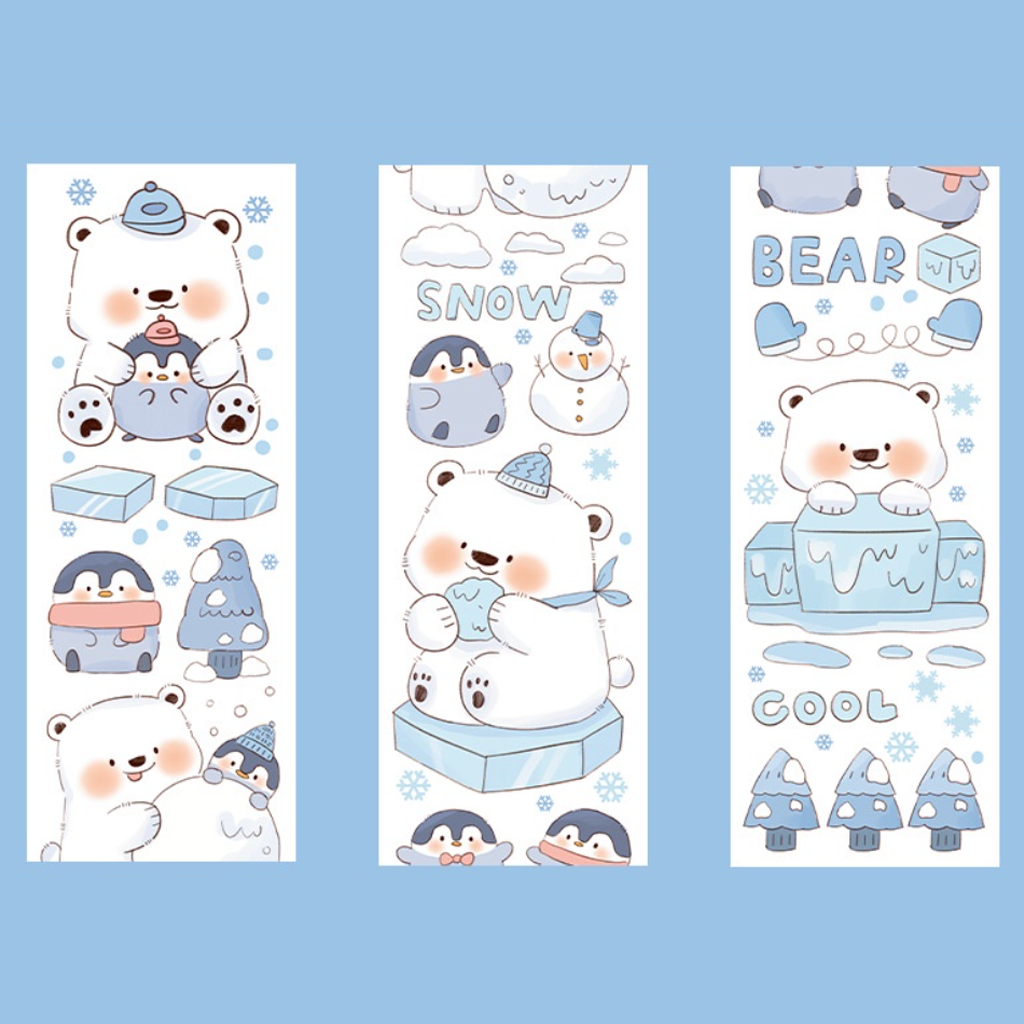 The Snow World Kawaii Cute White Bear Washi Sampler