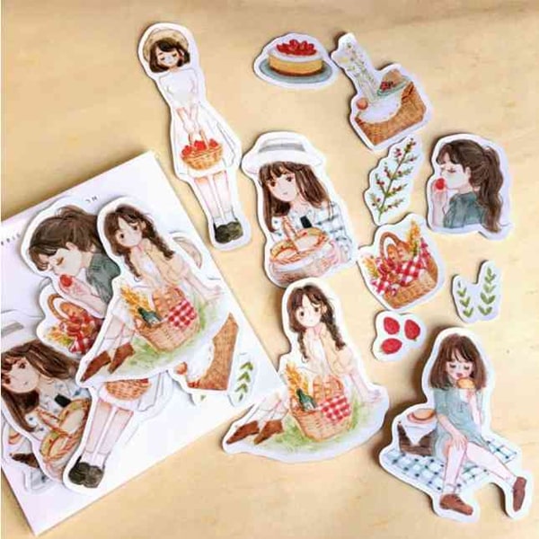 Carrie Illustration Flake Sticker Berries Girl