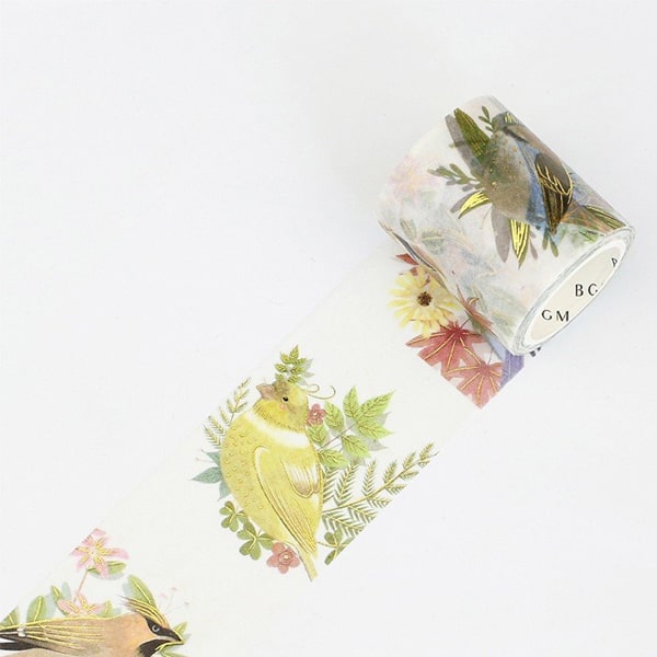 BGM Masking Tape Gold Leaf Flower Bird