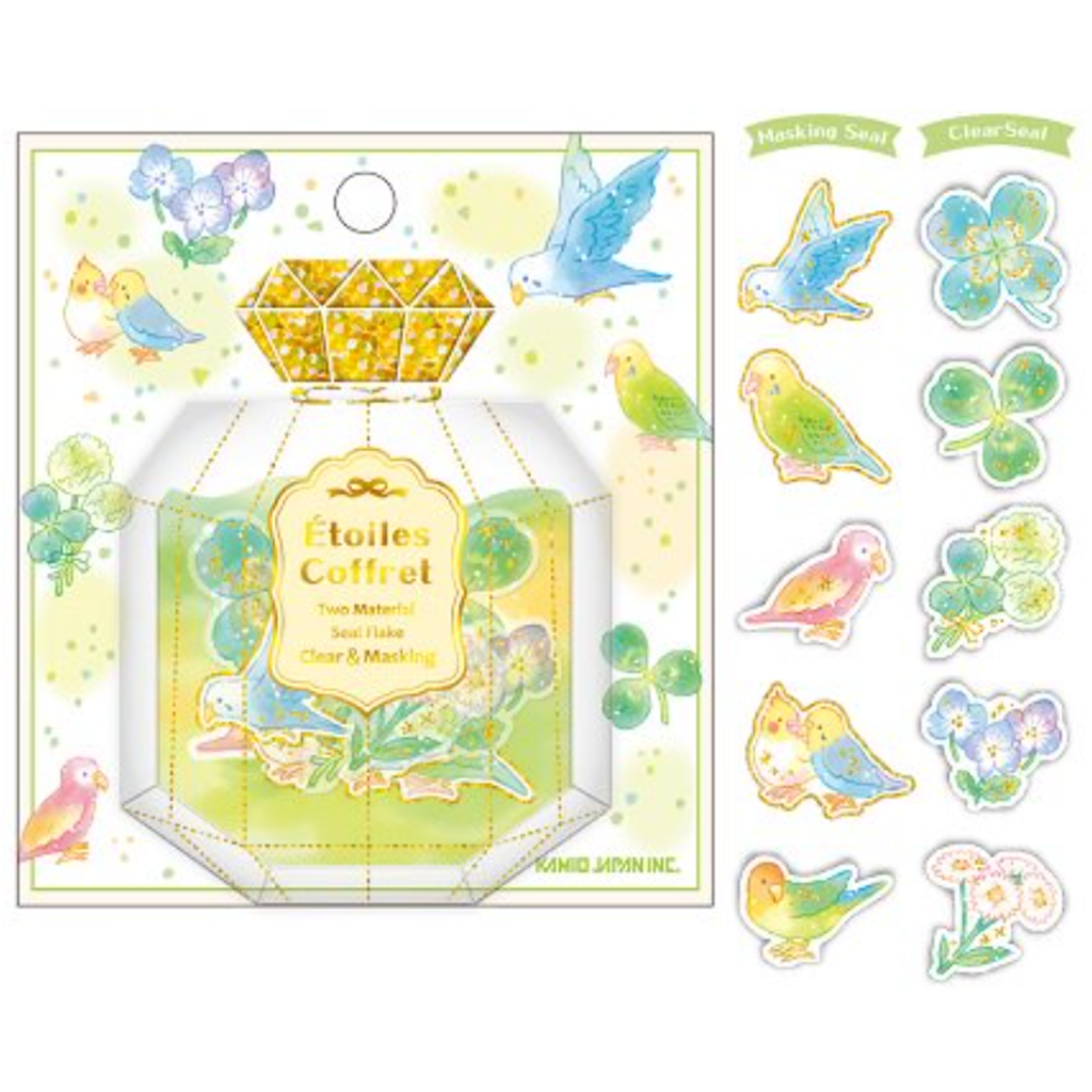 Kamio Japan Flake Sticker Etoiles Coffret Bird &amp; Flower