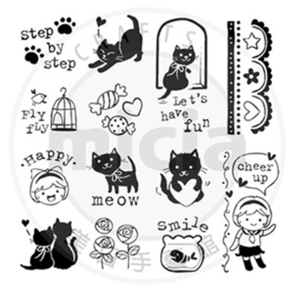 Micia Mini Cute Stamp Set - Little Black Cat